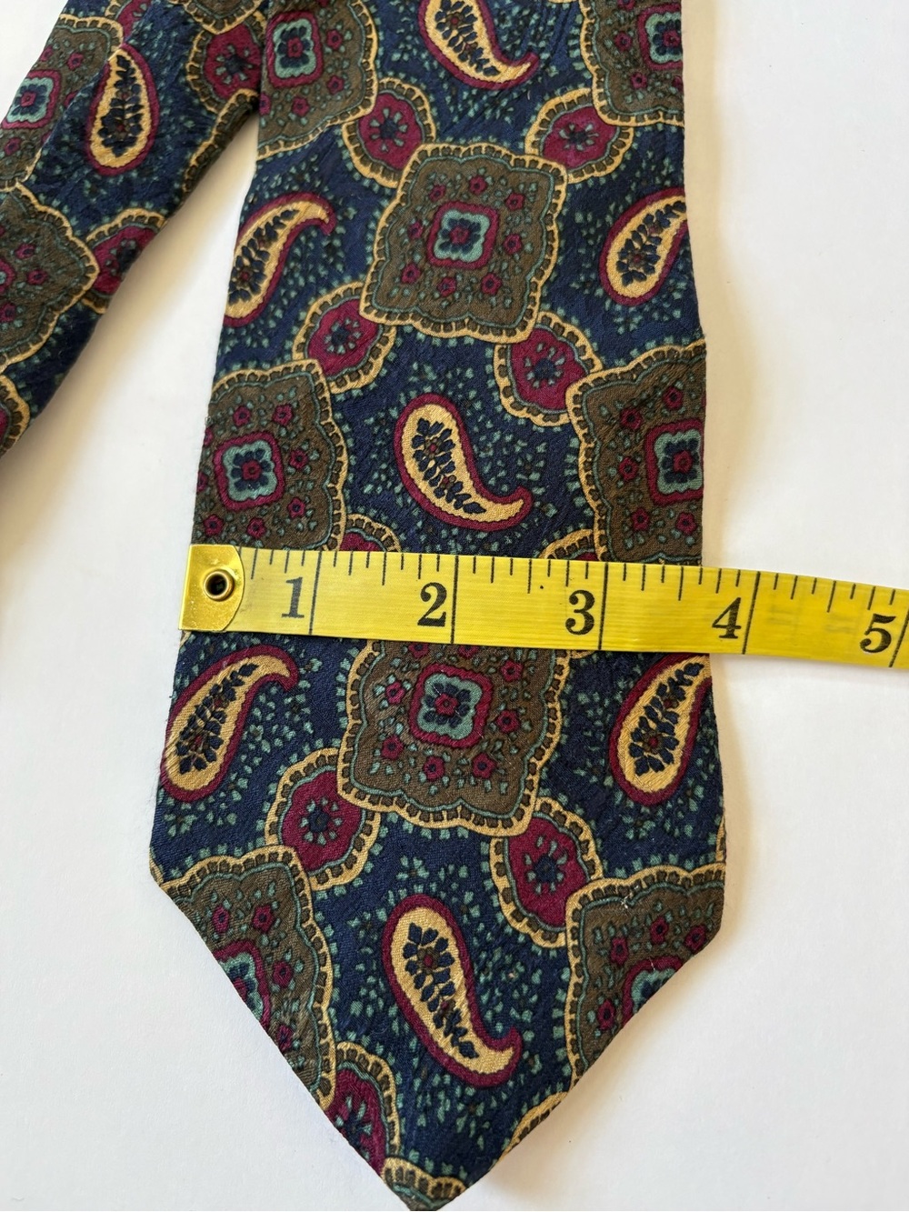 VNTG Liberty Of London Blue Green Tie 100% Silk USA Paisley Medallion Career - Picture 6 of 7